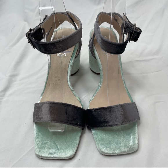 Midas Block Heel Sandals Blue Velvet Strappy - Picture 4 of 11